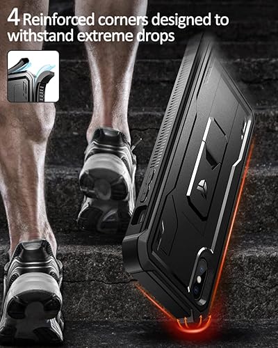 Miniatura 7 de Dexnor Funda para iPhone XS, protector de pantalla integrado y soporte, protección de grado militar resistente a prueba de golpes para iPhone XS,