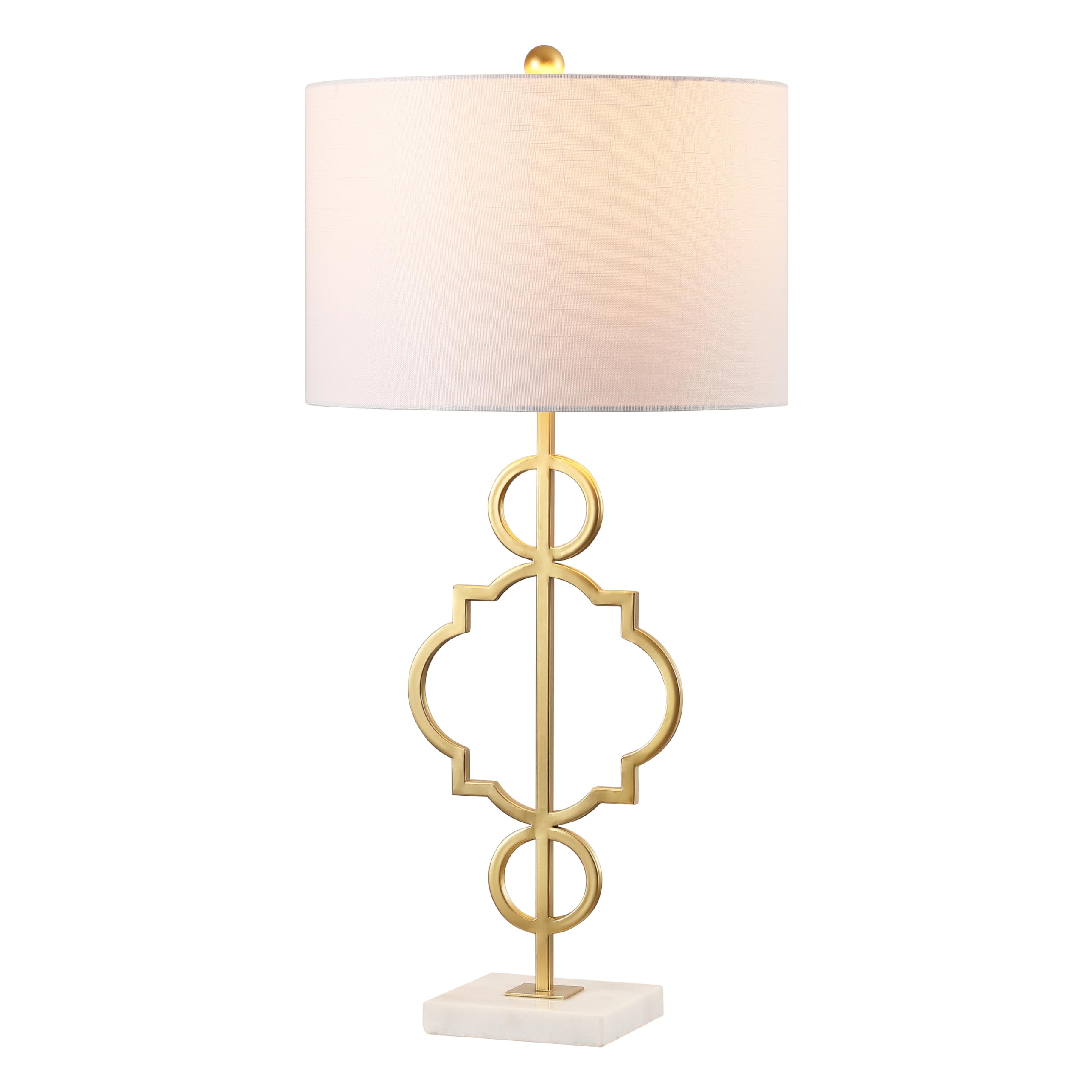 JONATHAN Y JYL3026A July 31" Metal LED Table Lamp Modern Contemporary Bedside Desk Nightstand Lamp for Bedroom Living Room Office College Bookcase LED Bulb Included, Gold/White