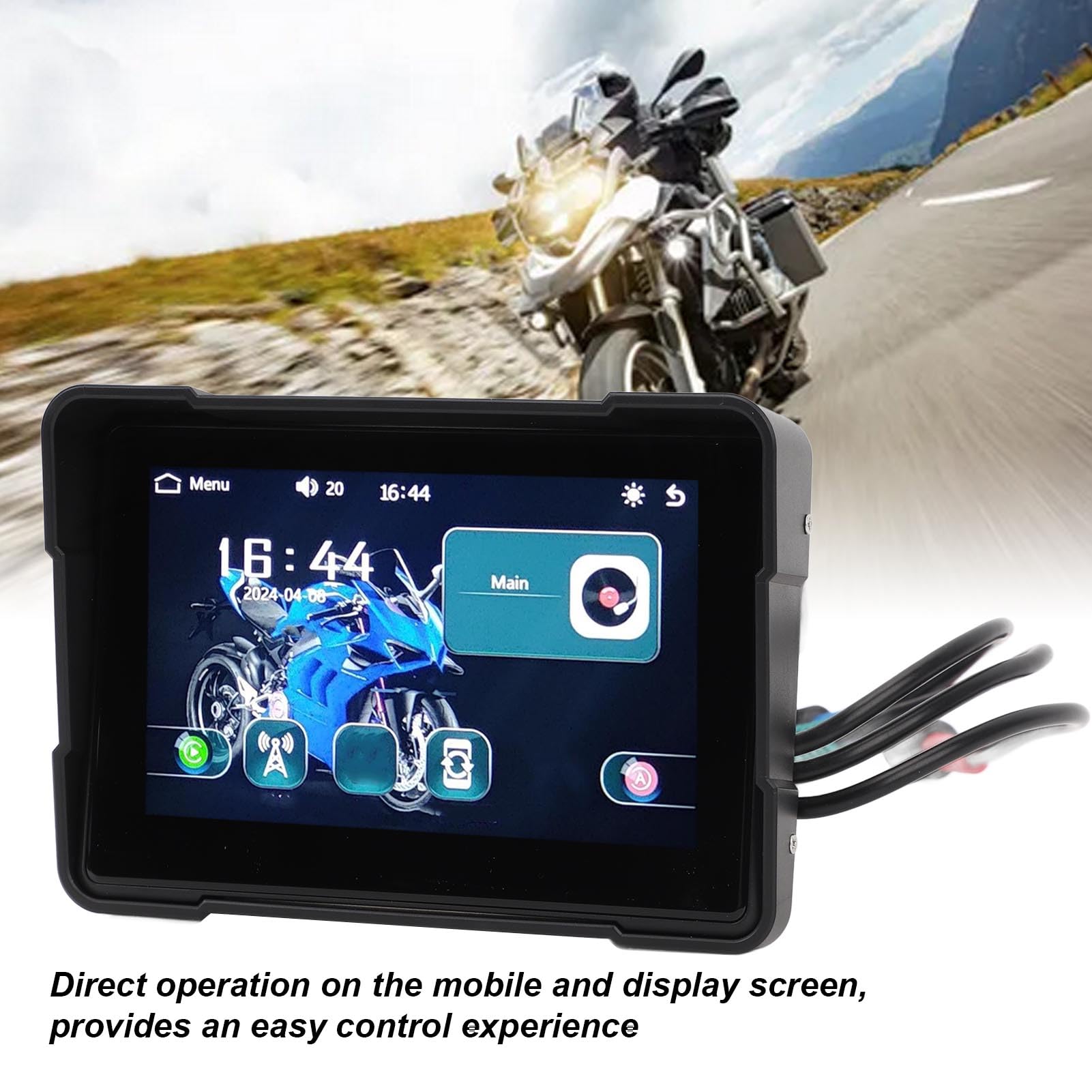 5-calowy motocyklowy nawigator GPS z podwójnym ekranem dotykowym 1000 nitów, przenośna kamera samochodowa do Carplay