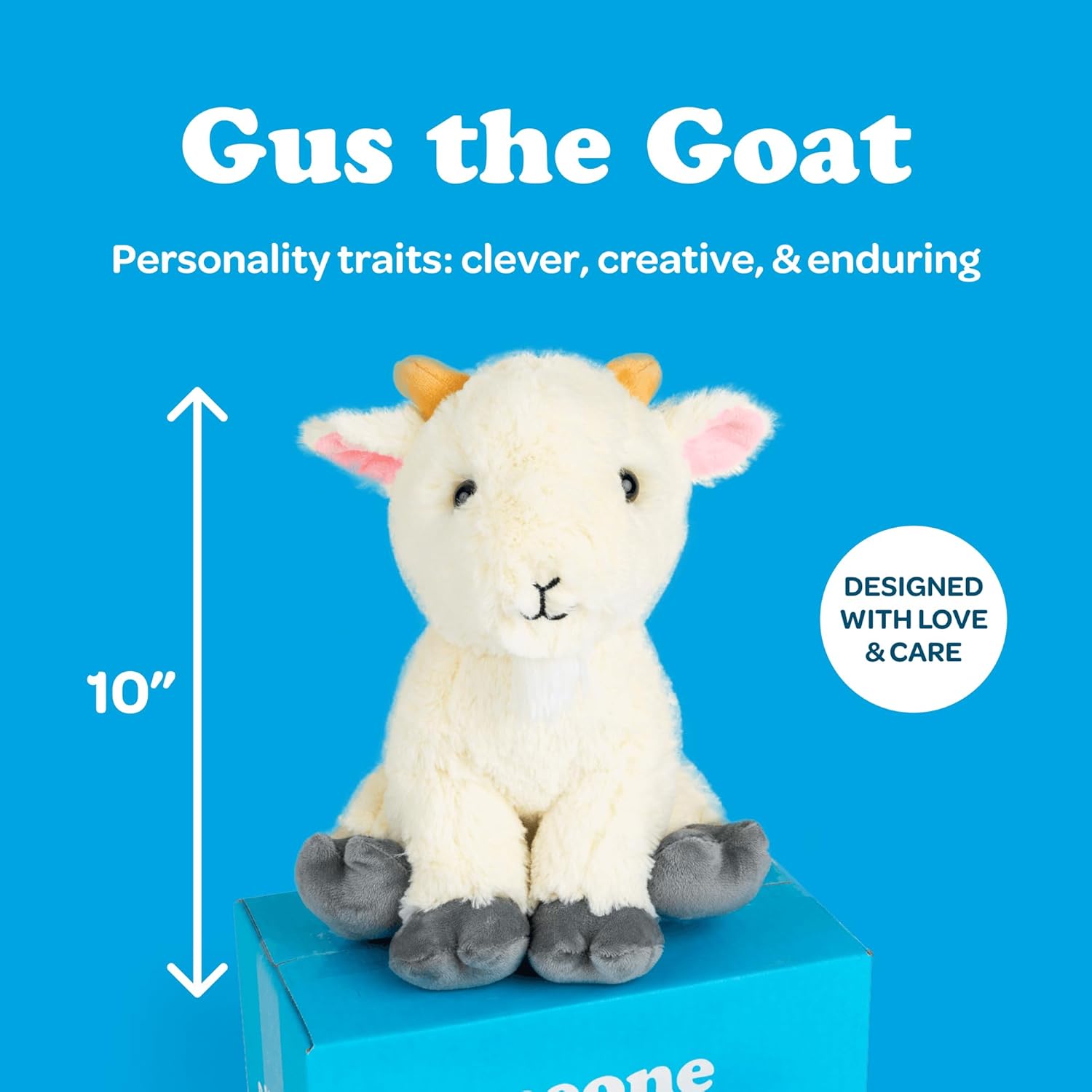 SendAFriend Gus the Goat Stuffed Animal Care Package, Someone Loves You Box, Great Gift For Any Reason (Love You Notecard)