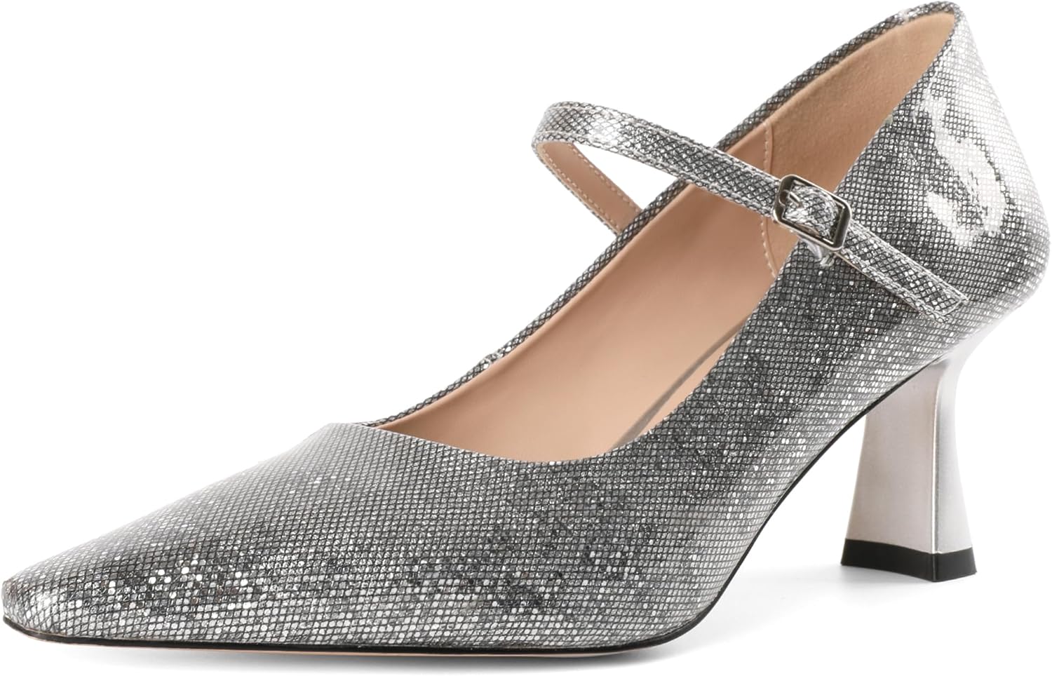 Soireelady Womens Kitten Heel Mary Jane Shoes Low Heel Little Square Toe Pumps Comfort Fashion Dress Shoes 2.5 Inches