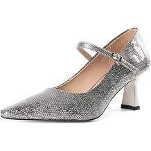 Soireelady Womens Kitten Heel Mary Jane Shoes Low Heel Little Square Toe Pumps Comfort Fashion Dress Shoes 2.5 Inches