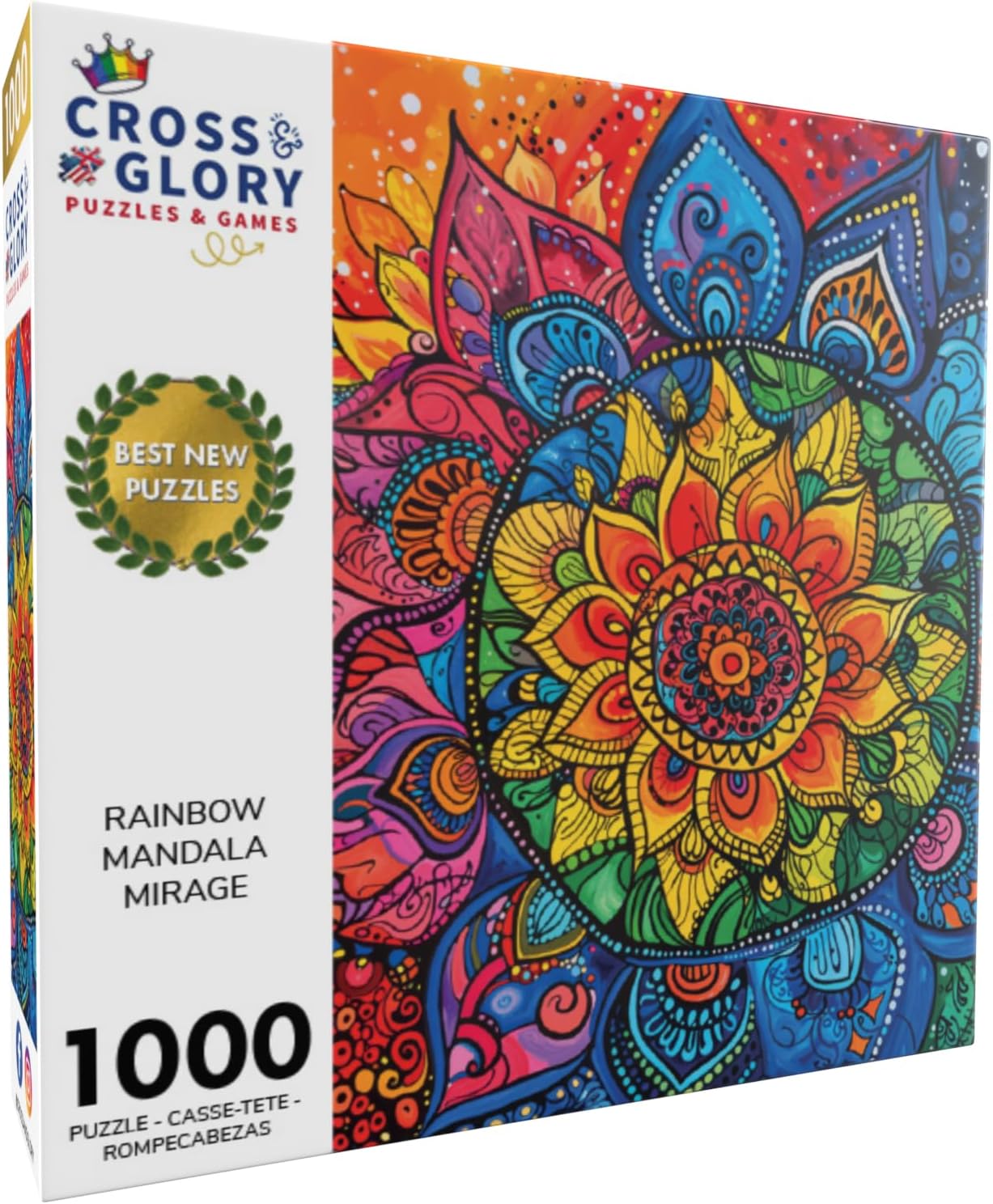 Cross & Glory Day of The Dead Collection | Rainbow Mandala Mirage - 1000 Piece Jigsaw Puzzle for Adults | Premium Quality | Colorful Mandala Design | 20 x 27 Inches