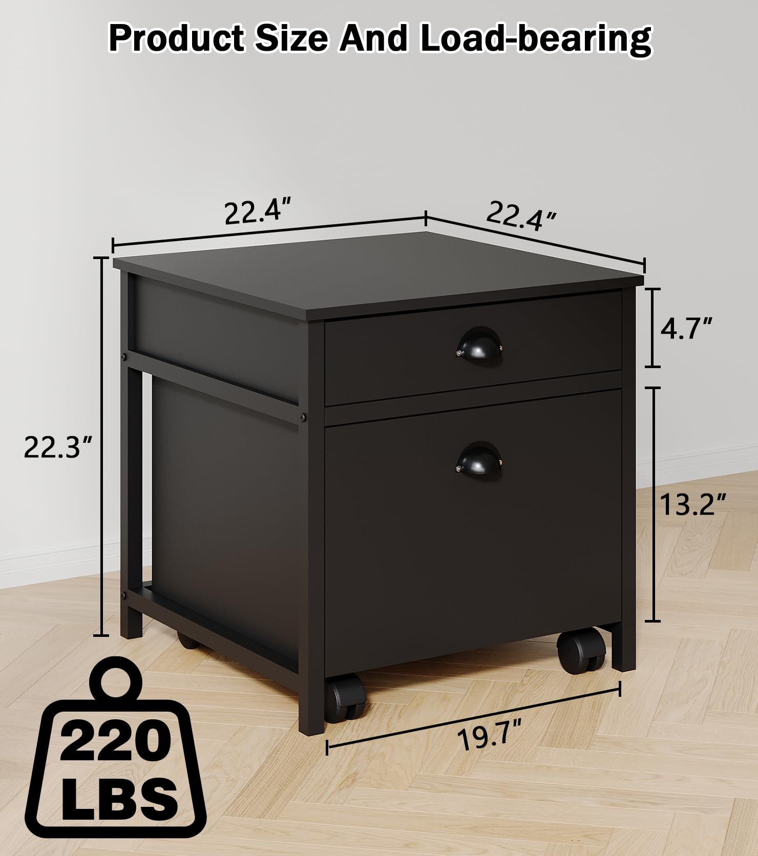 Mini mesa de refrigerador con cajones y gabinete movible, mini soporte para nevera con almacenamiento, mesa resistente de 220 libras de capacidad para dormitorio, apartamento, oficina,