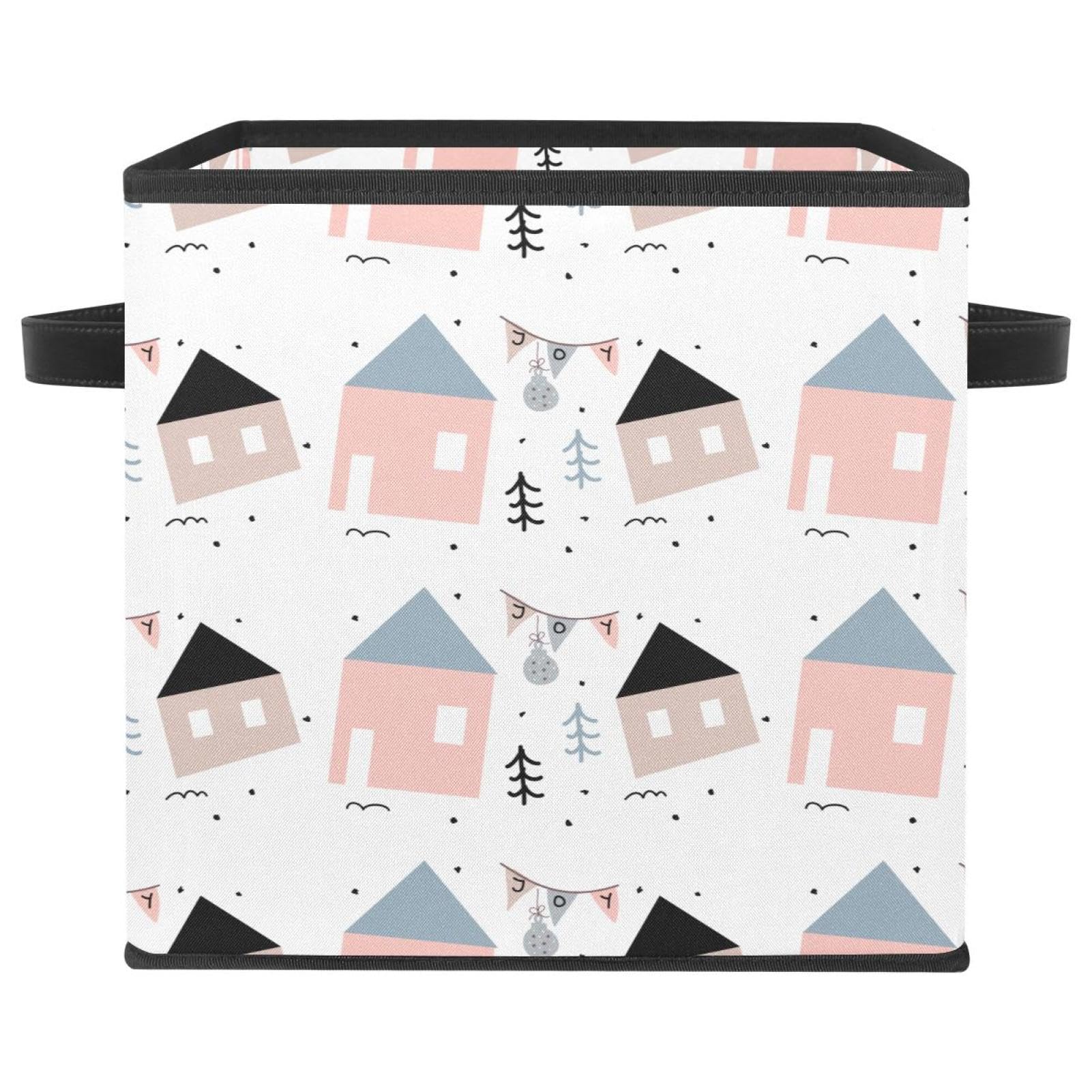 Boîte de rangement pliable en tissu pour livres et chambre à coucher avec poignées