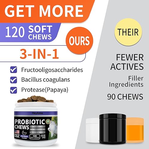 Miniatura 4 de HEYISME Probiótico para gatos, masticables para la salud intestinal e inmunológica, suplemento probiótico para gatos para apoyo digestivo del gato,