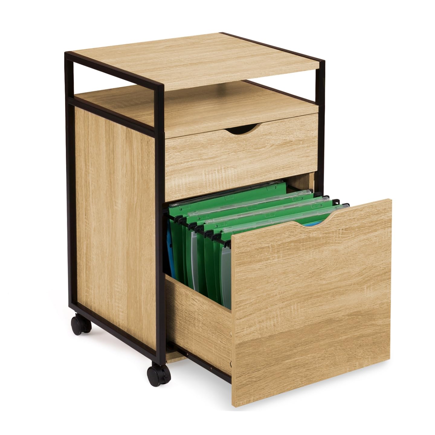 IDMarket - Caisson de Bureau Support imprimante Detroit 2 tiroirs Design Industriel