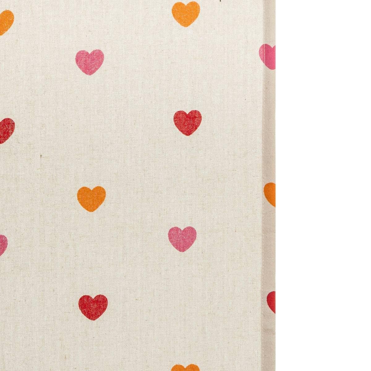 Rideau en Coton Beige imprimé Coeur 140 x 260 cm - Atmosphera