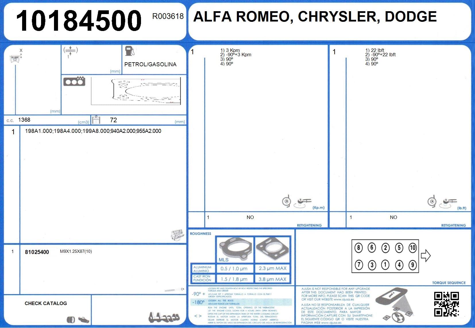 Ajusa 50306200 Kit Completo Guarnizioni Motore