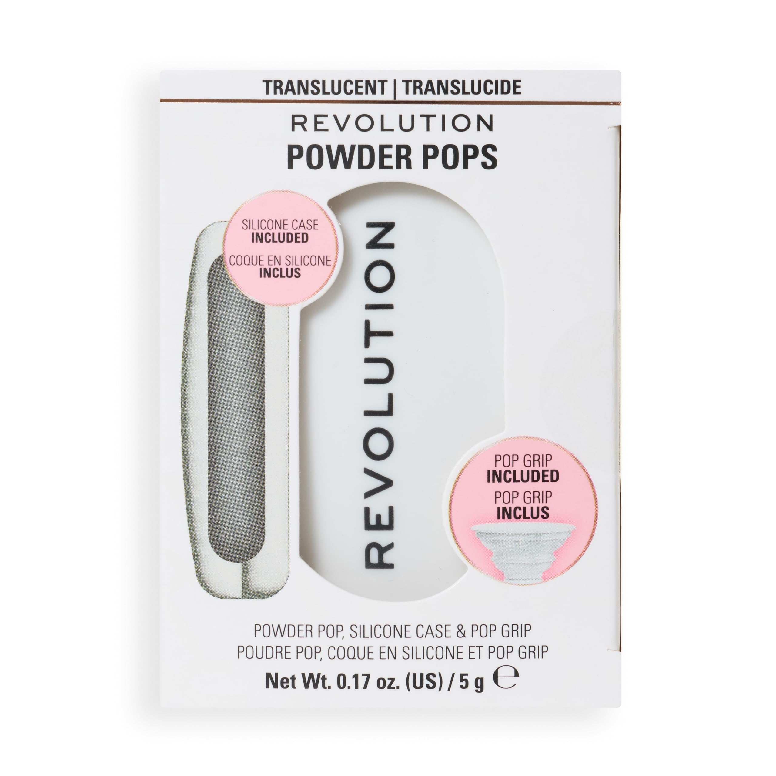 Revolution Powder Pops, Powder Compact, Blurs Skin & Controls Shine, Acai Berry & Hyaluronic Acid, Includes Case & Pop Grip, Vegan & Cruelty-Free, Translucent, 5g