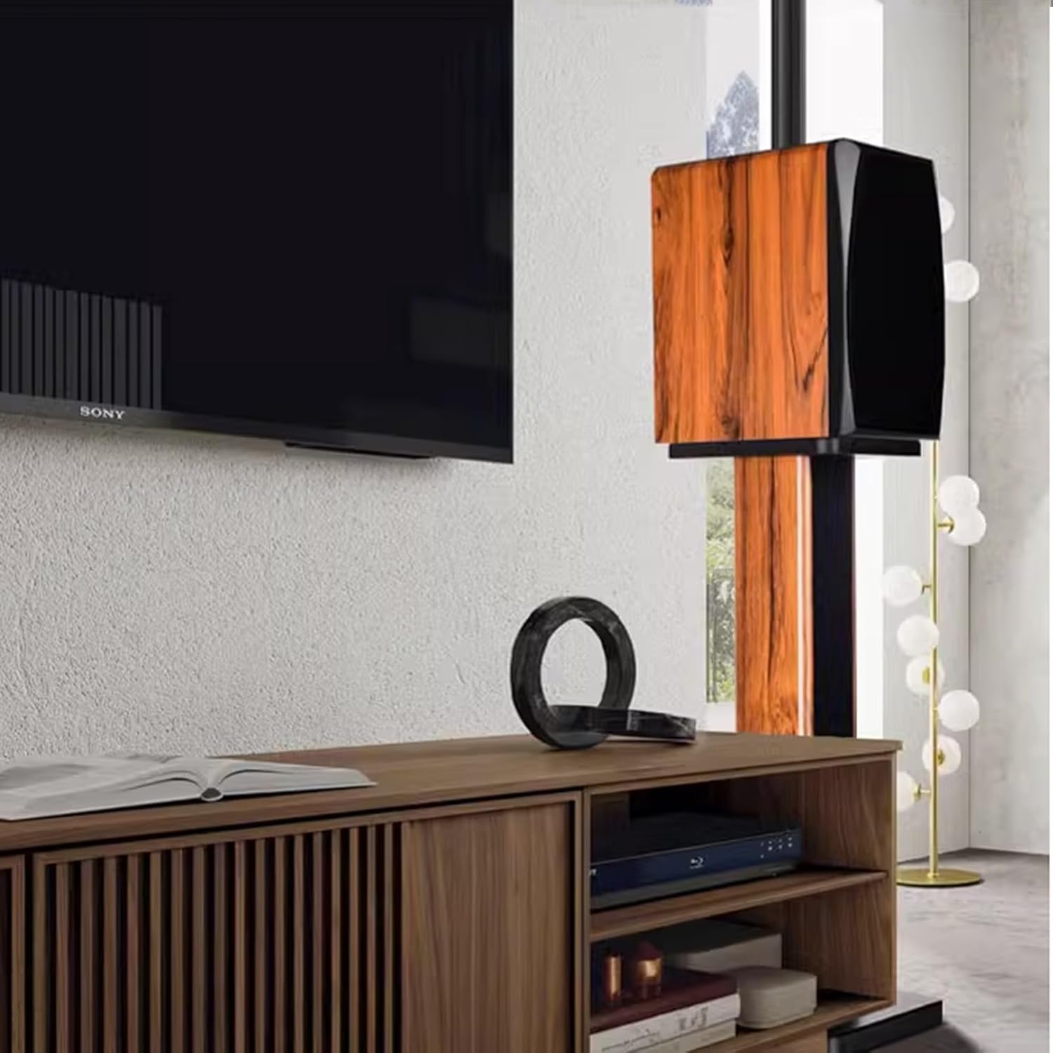 Para Stojaków Głośnikowych Półkowych, Stojaków Podłogowych Głośników, Drewnianej Półki Na Monitory Studyjne Z Zarządzaniem Do Kina Domowego Hifi Desktop, 23x30x90cm