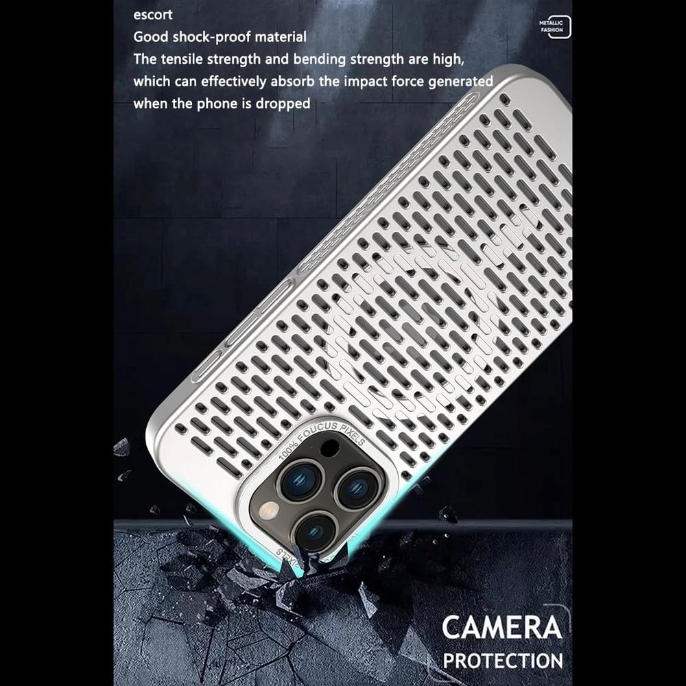 Custodia magnetica di lusso con struttura cava per la dissipazione del calore per iPhone 15 14 13 12 11 Pro Max 15 Plus 12 13 14 15 Pro, colore argento, per iPhone 11 Pro