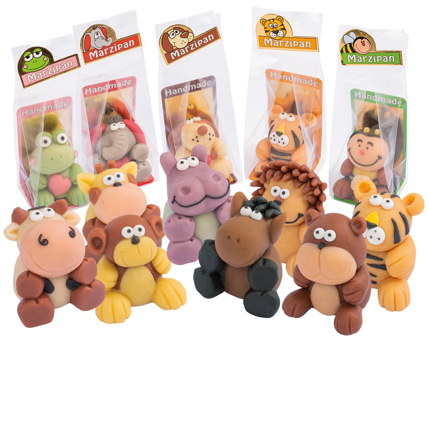 Günthart 12 Marzipan Tiere klein im Cellophanbeutel einzeln verpackt 12 x 27 g