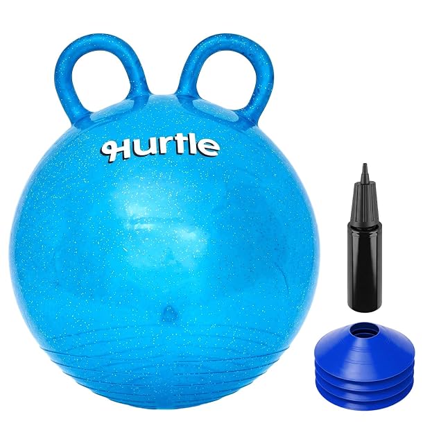 Hurtle Pelota Saltarina con Purpurina 45,7 cm para Niños de 3 a 6 Años, de Salto con Asas