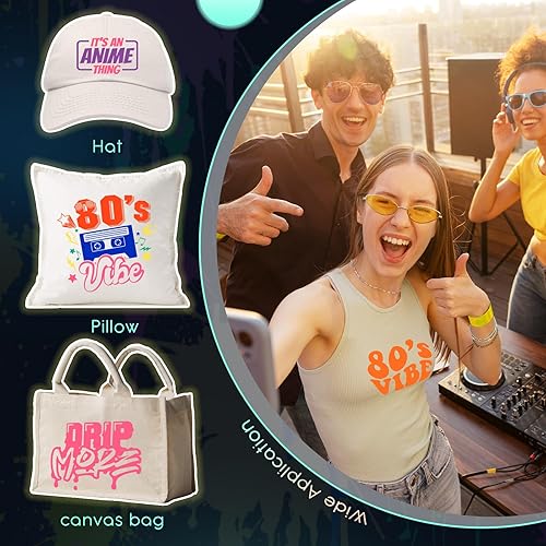 Miniatura 5 de Vinilo de transferencia de calor HTV de neón, 12 x 10 pulgadas, 10 hojas de vinilo de neón para planchar, verde neón HTV azul neón para camisetas