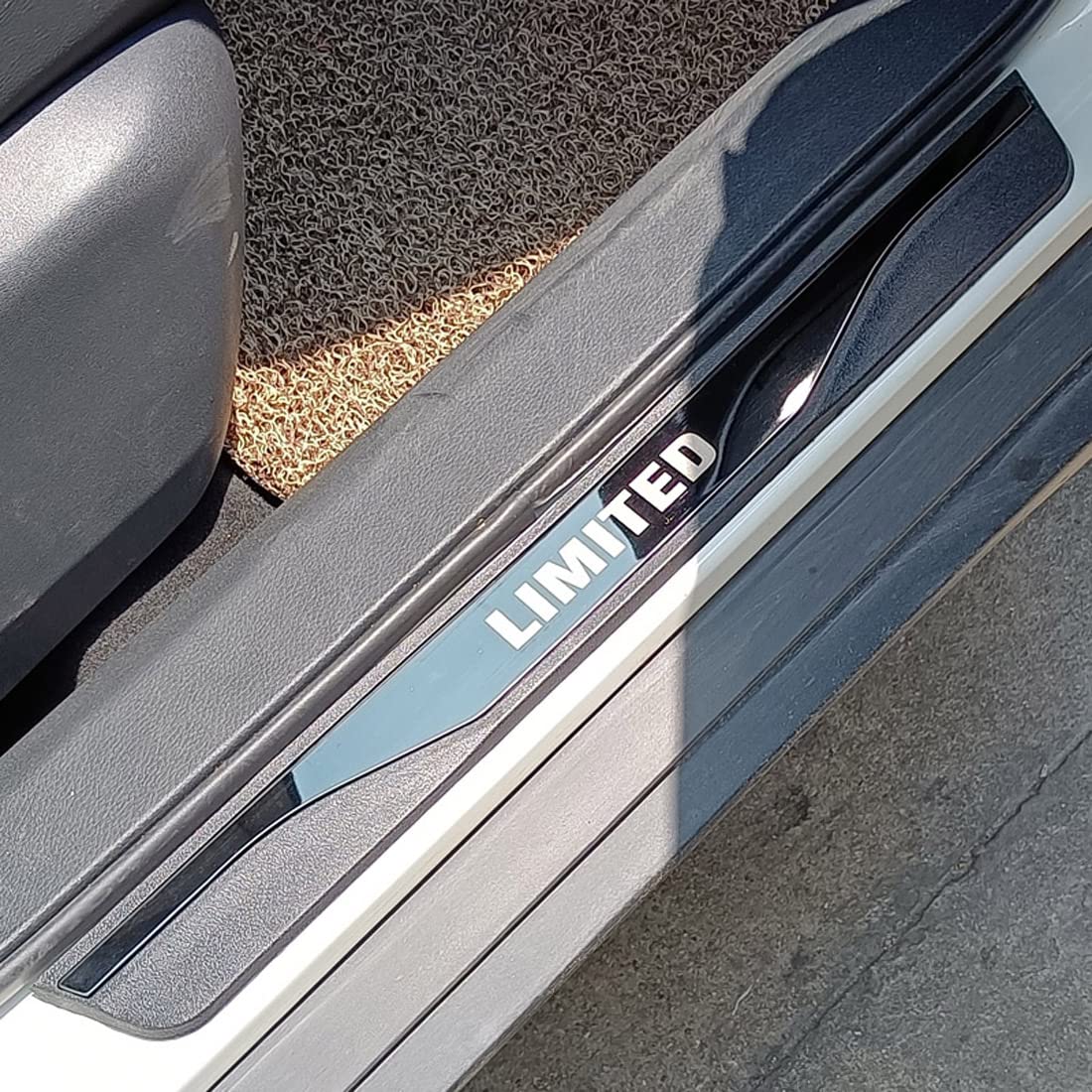 FEOYDS Stainless Door Sill Protector Kick Plate Entry Guard Kit for Hyundai Santa Cruz Elantra Venue Limited 2025 Accessory (Black Limited Text)