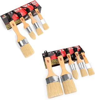 9PC Chalk Paint Brush Set – Natural Bristle Brushes for Furniture Painting, Stenciling & Waxing – Includes 6 Small & 3 Large Wax Brushes – Compatible with Annie Sloan Chalk Paint, Fusion Mineral Paint
