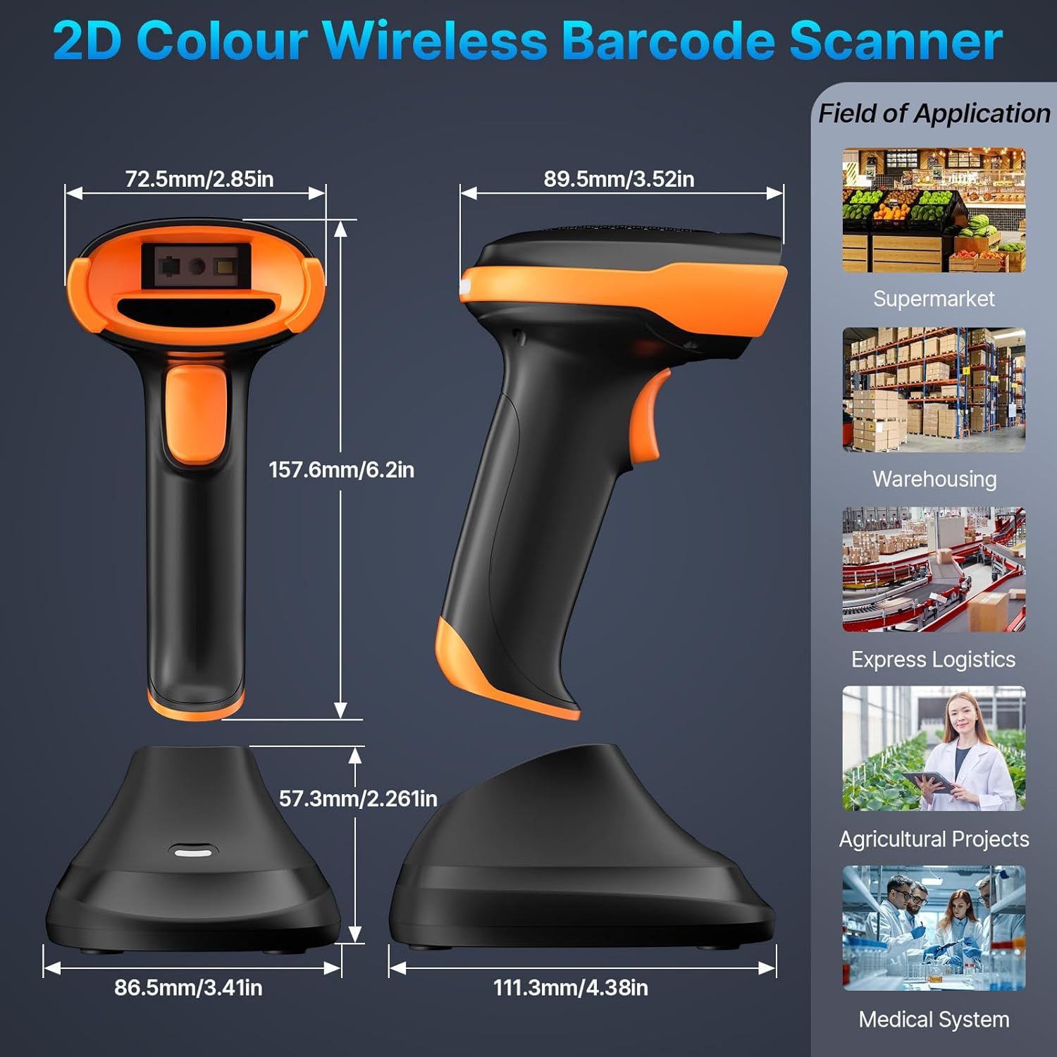 AGPTEK Bluetooth & 2.4GHz Wireless Barcode Scanner (Regular)