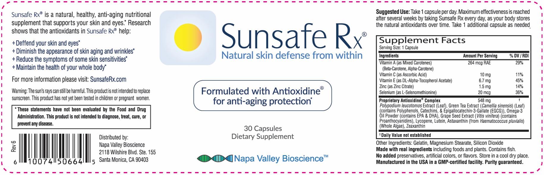 Sunsafe Rx Anti Aging Supplement: Natural Skin Protection Pills 30 Capsules — Amazon image 8