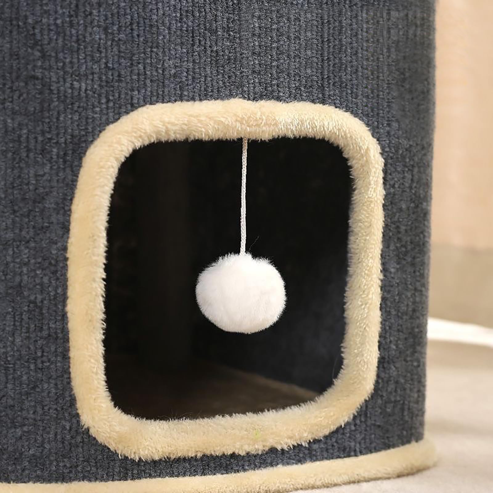 UBRAVOO 2-lagiges Katzenhaus Katzenhöhle für Innenkatzen Rechteckiges Katzenhaus Hängespielzeug Indoor