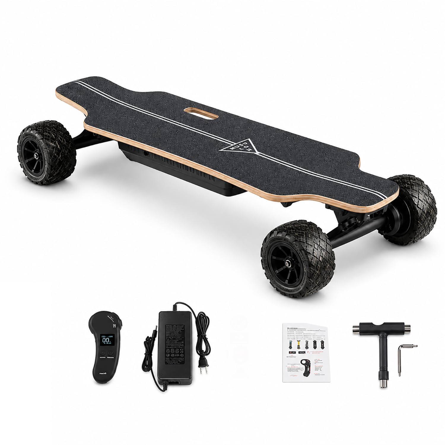 Nuovo Skateboard Elettrico 105MM Grandi Ruote per Adulti con Telecomando LCD, Doppia Trasmissione, Lunga Distanza, Campus, Percorsi Parco e Divertimento Outdoor