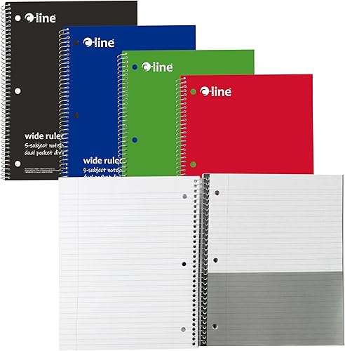 Miniatura 7 de C-Line Cuaderno de 5 materias, rayas anchas, 1 cuaderno, el color puede variar (22051)