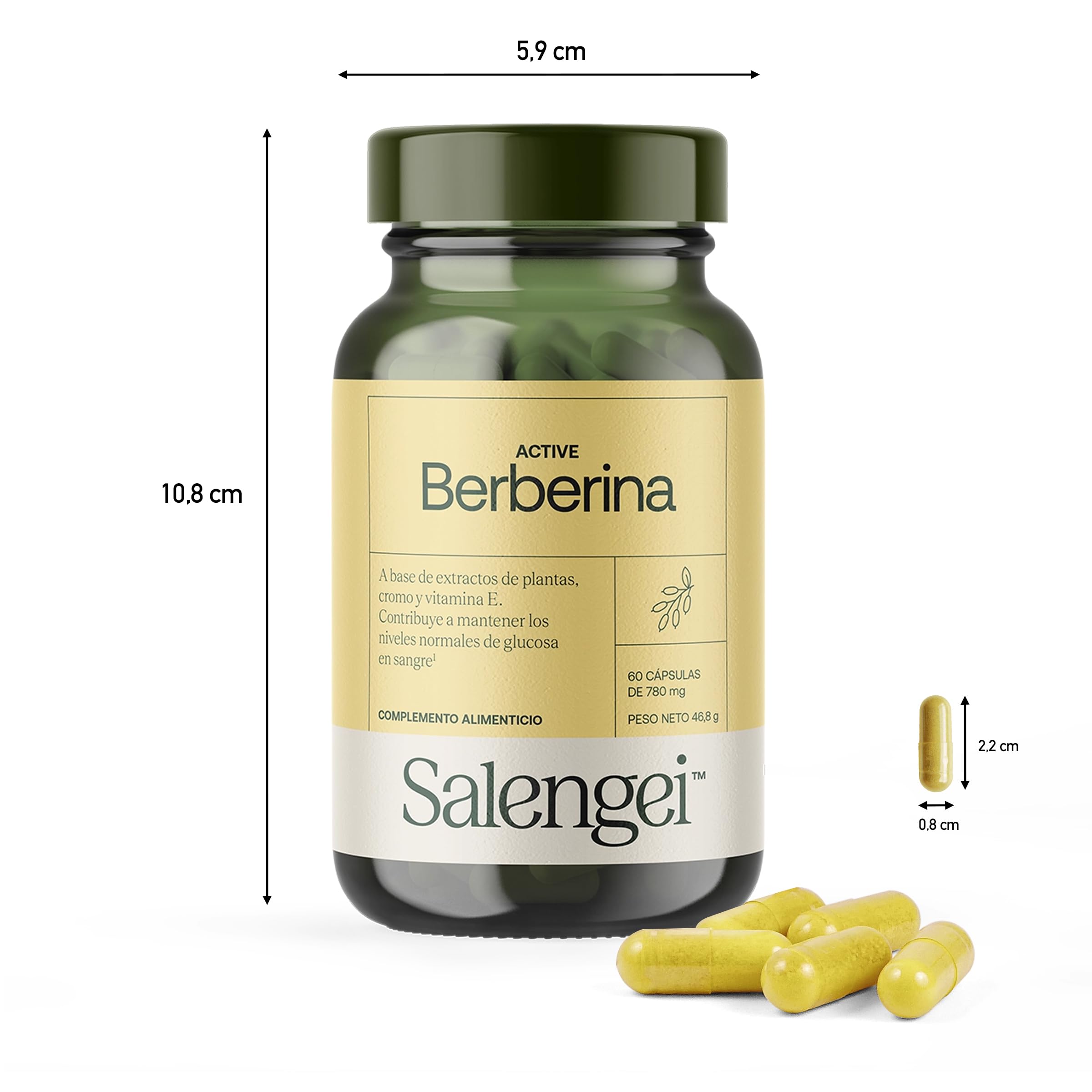 ACTIVE BERBERINA - Vitamina E Natural | 97% Berberina| Potente antioxidante que protege las células del estrés oxidativo | Apto para Veganos | 60 cápsulas | 750 mg |