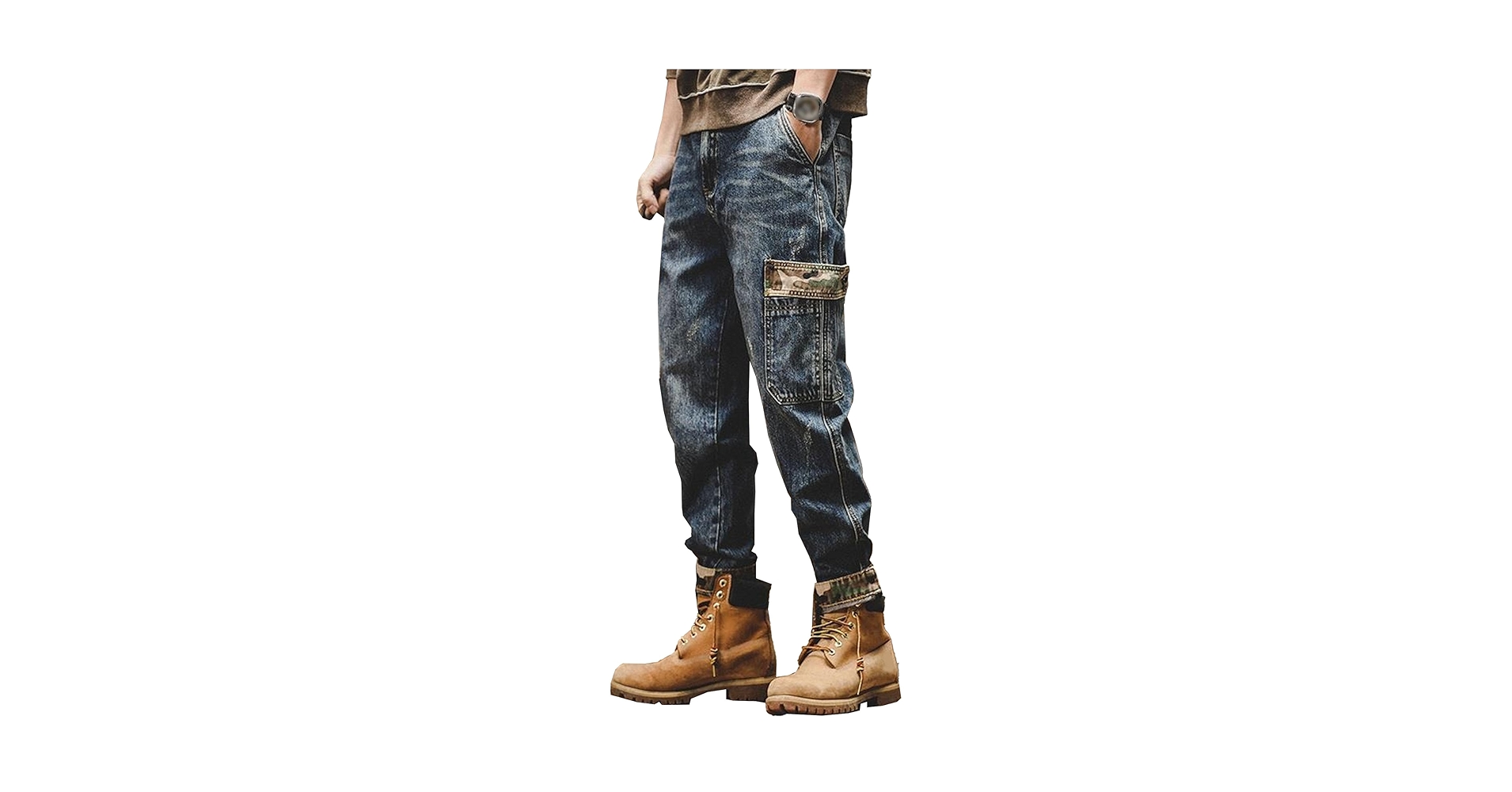 Men's Casual Biker Multi Pockets Cargo Jeans Distressed