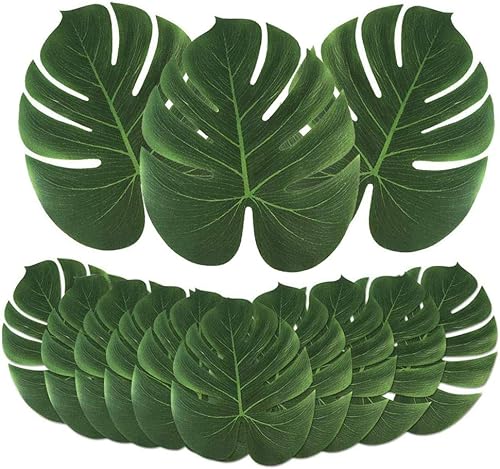 48 hojas de palmera tropicales de imitación para decoración de mesa de fiesta hawaianoLuauselva (48 unidades)