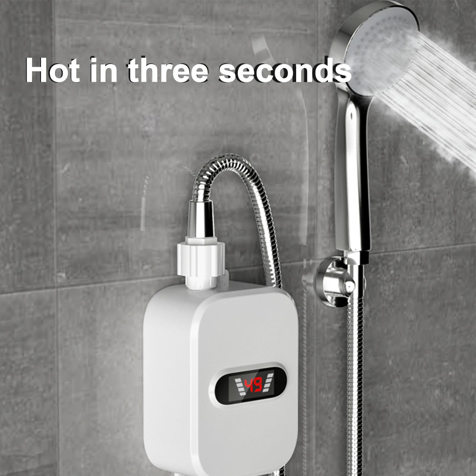 Doccia con riscaldamento istantaneo, scaldabagno elettrico istantaneo, scaldabagno senza serbatoio da 3,5 kW con display a LED, elettrico impermeabile per doccia con calore