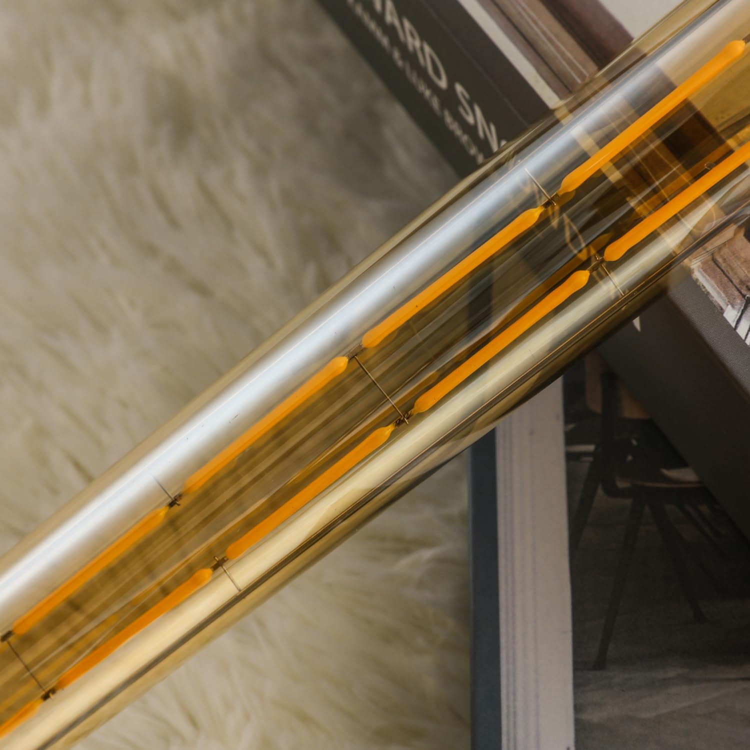 8.9 inch E26 Led Bulbs 8W Dimmable E26 Tubular Led Bulbs 2700K Warm White Equal 75 Watt 8.9in T10 Led Edison Tube Bulb T10 Amber Glass Cover,6-Pack.