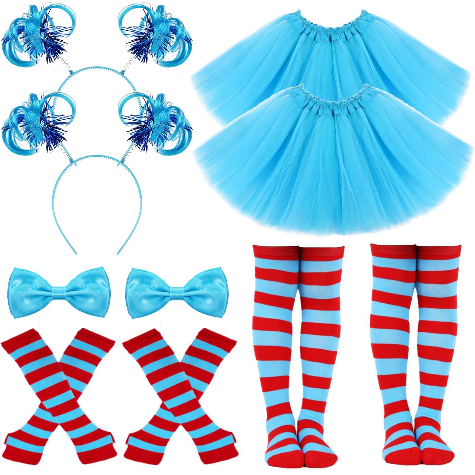 Kavoc 2 Set World Book Day Thing Costumes Include Tutu Skirts Ponytail Headbands Bowties and Knee Socks, Blue, Children's Sizes