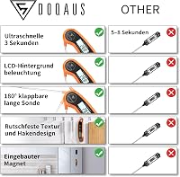 DOQAUS Digitális Húshőmérő 3s Gyors Mérés ±0.5°C Pontosság Rozsdamentes Szonda 8