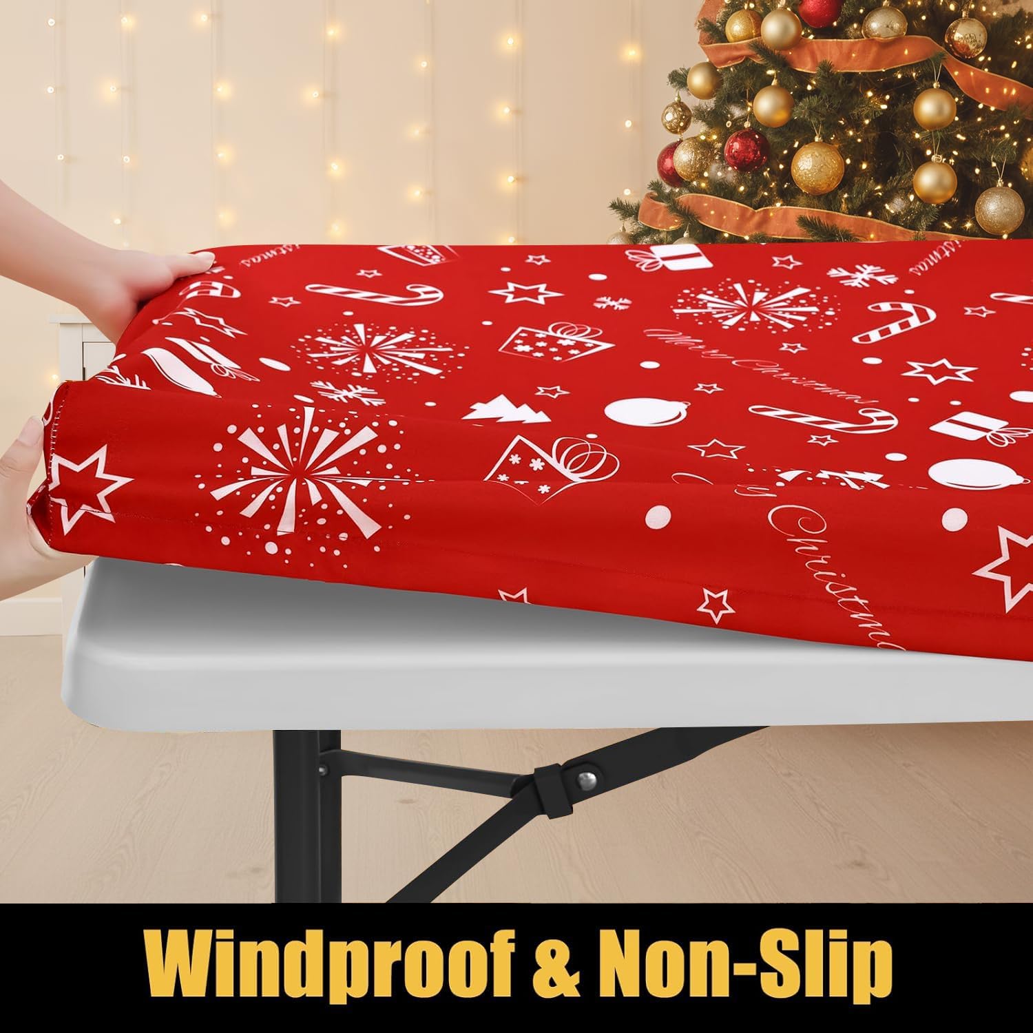 Elastic Fitted Polyester Tablecloths for 6 Foot Rectangle Tables thumbnail