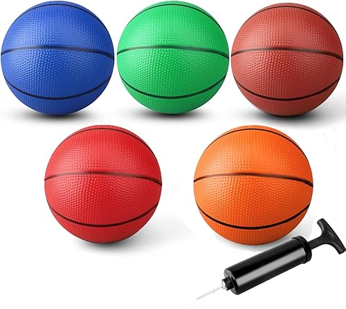 Miniatura 7 de Anzmtosn Mini Basketball Toys for Over Door Indoor Hoops - 7 Inch Pool Basketballs with Pump, Beach Balls, Water Toys for Inflatables Hoops,