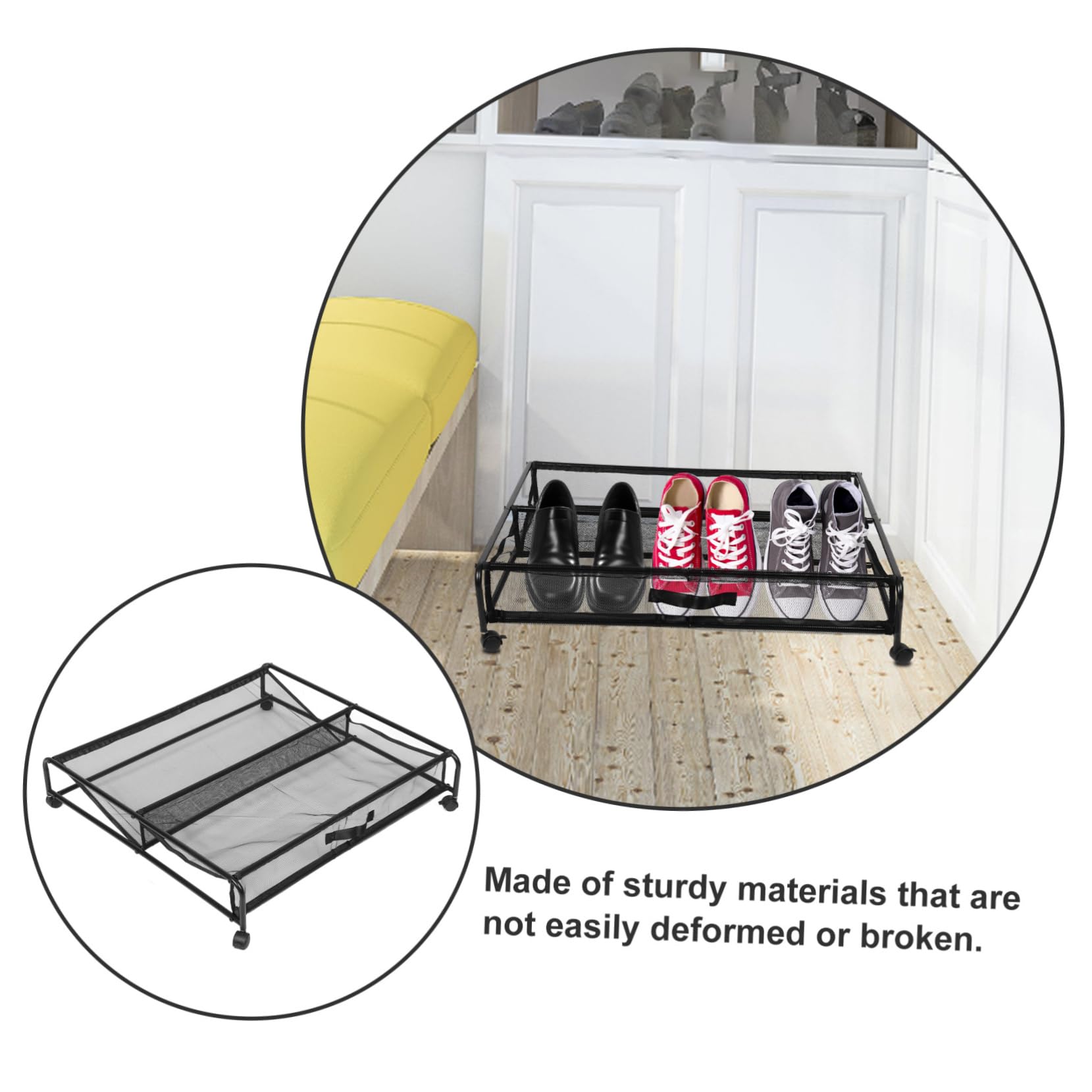 MAGICLULU Contenitore Sottoletto con Ruote, Scarpiera in Ferro con Rete Traspirante, Facile da Montare, per Scarpe e Oggetti Sotto Letto