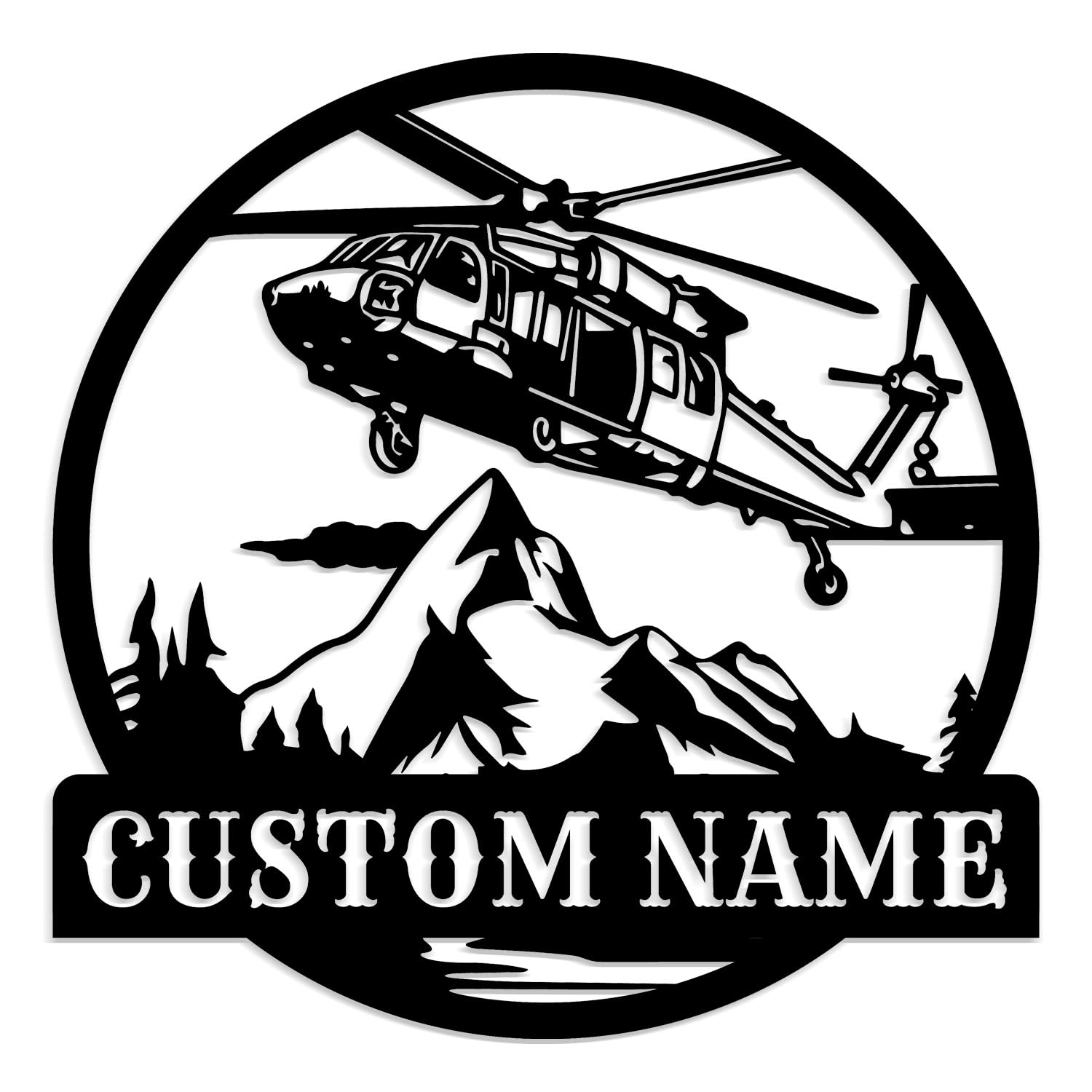 Custom Helicopter Metal Sign,Personalized Helicopter Metal Sign, Blackhawk Helicopter Decorations,pilot Wall decorations, Boys room decorations, Military fans military enthusiasts gifts, Gifts for