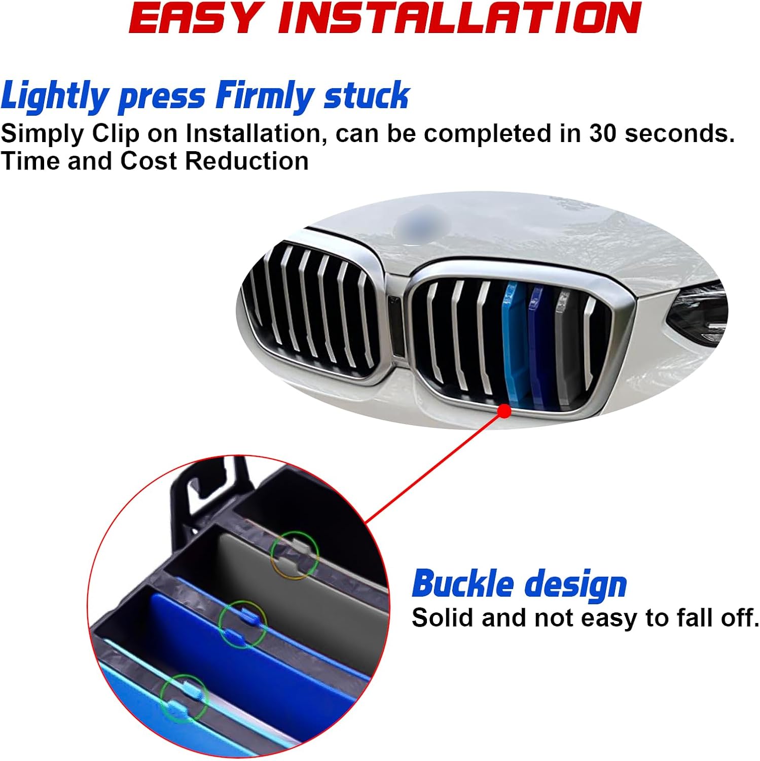 x xotic tech Tri-color Grille Insert Trims Strips, Front Center Kidney Grilles Compatible with BMW LCI G01 X3 2022 2023 2024 Standard Grill 7-Beam Bars, Not for 2022 X3 M40i or Double Slat