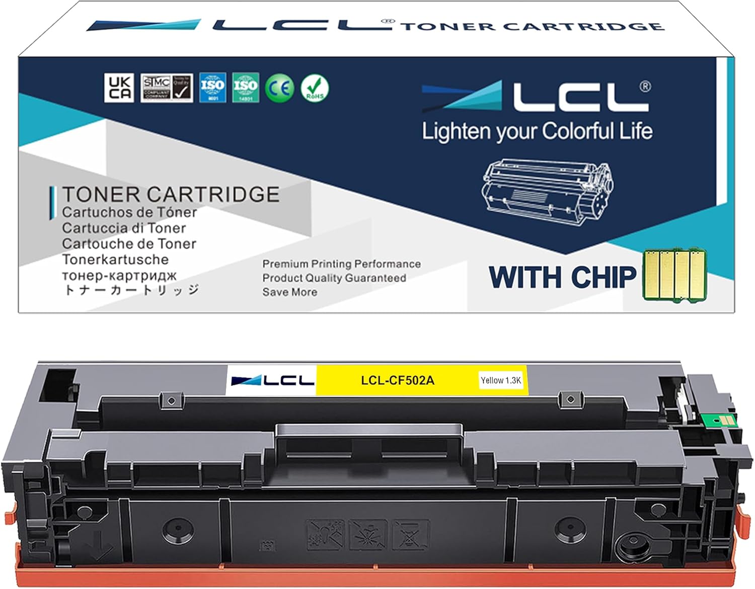 LCL Compatible Toner Cartridge Replacement for HP 202A CF502A for Color LaserJet Pro MFP M281 M281fdw M281cdw M281dw M280nw M281fdn M254 M254dw M254dn M254nw Printer (1-Pack Yellow)