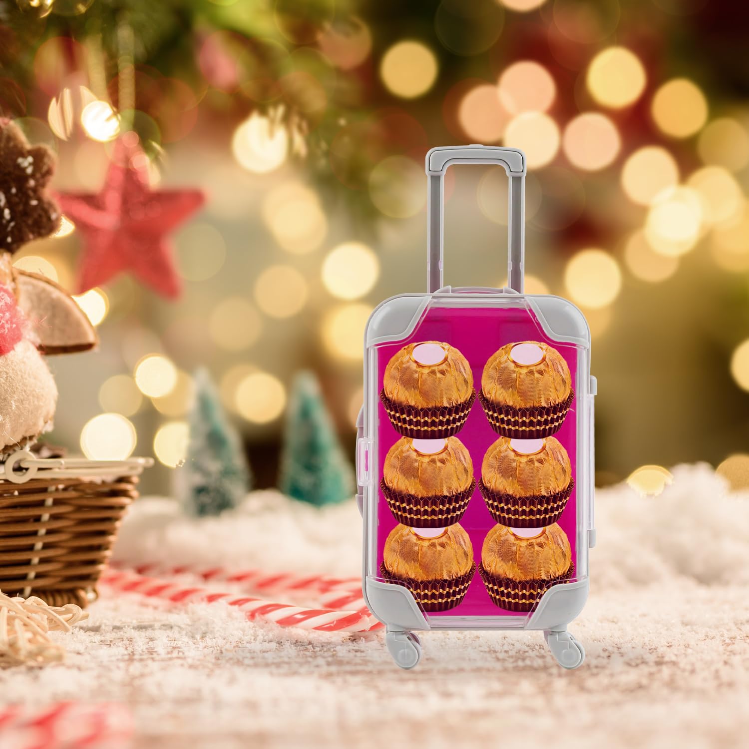 4 Pcs False Eyelashes Packaging Box Plastic Mini Suitcase Favor Box Lashes Candy Trolley Empty Case for Women Travel Eyelash Tray Pink & Rose Red