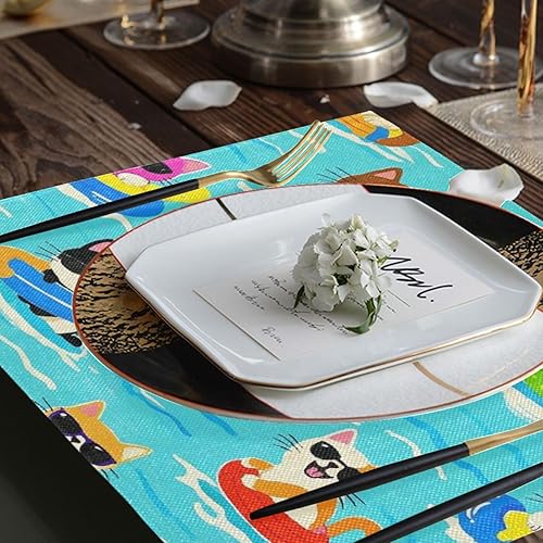 Miniatura 7 de Manteles individuales personalizados de verano con dibujos animados azules para mesa de cocina, mantel individual reutilizable para bebé, juegos de