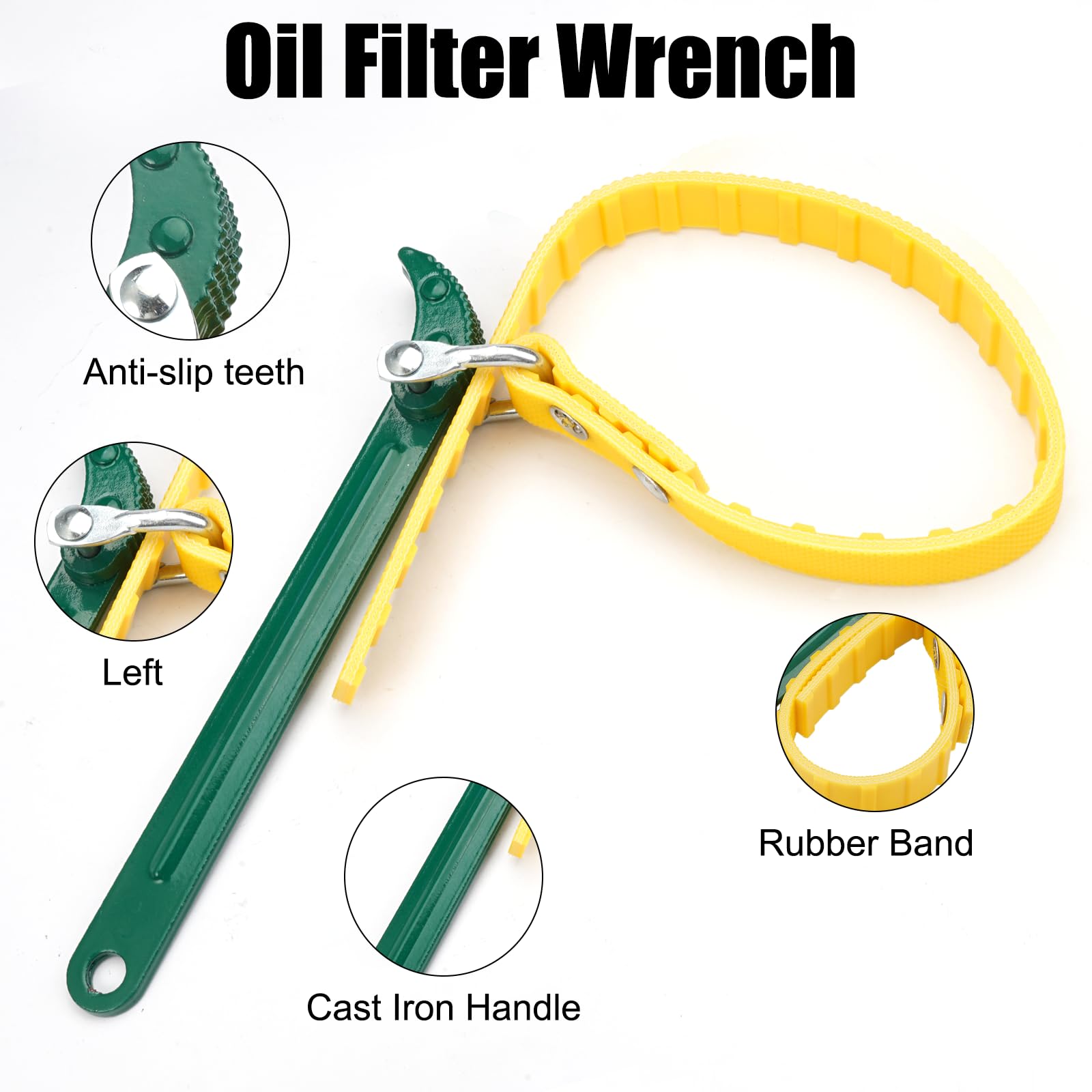 Chiave A Nastro Per Filtri Olio - 2 Pezzi Regolabili (9 E 12 Pollici), Per Motori, Generatori, Tubature - Foto 3