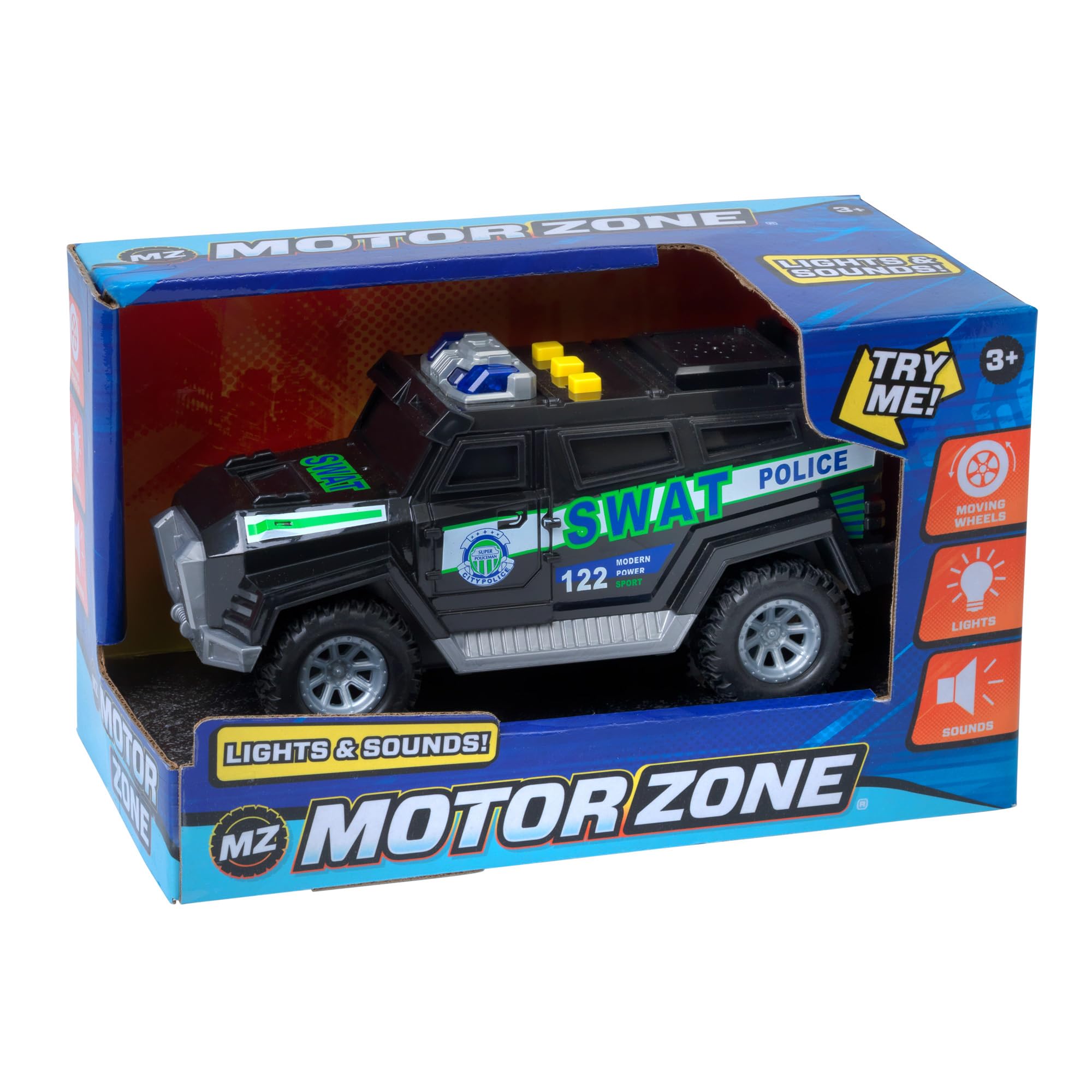 John Adams Motor Zone Police Swat Car Toy Vehicle 18cm
