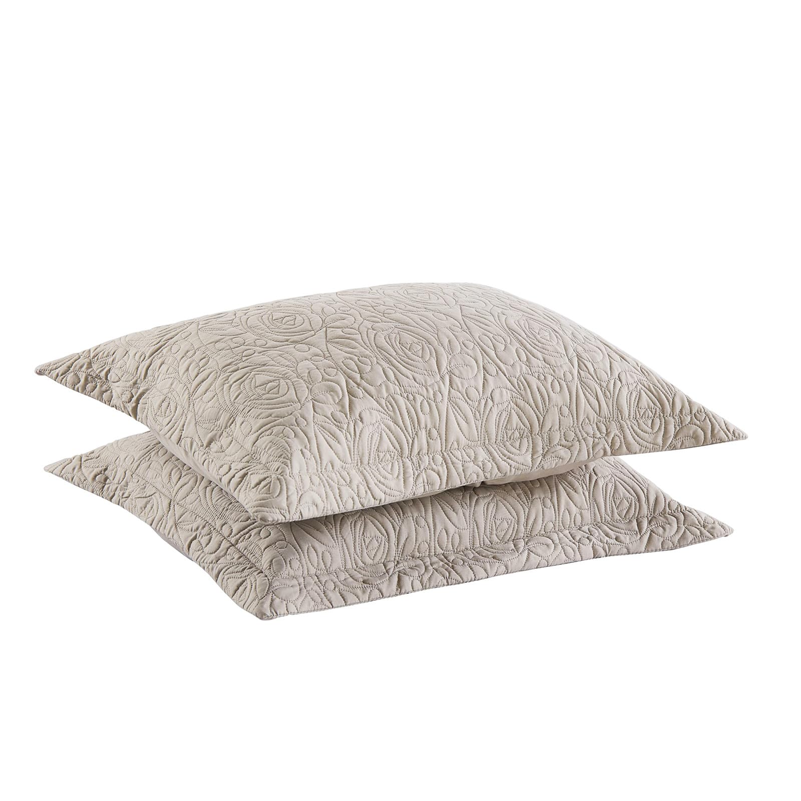 MarCielo 2 Pieces Microfiber Quilted Pillow Shams Soft Pillow Covers with Envelope Closure Standard Size(Taupe)