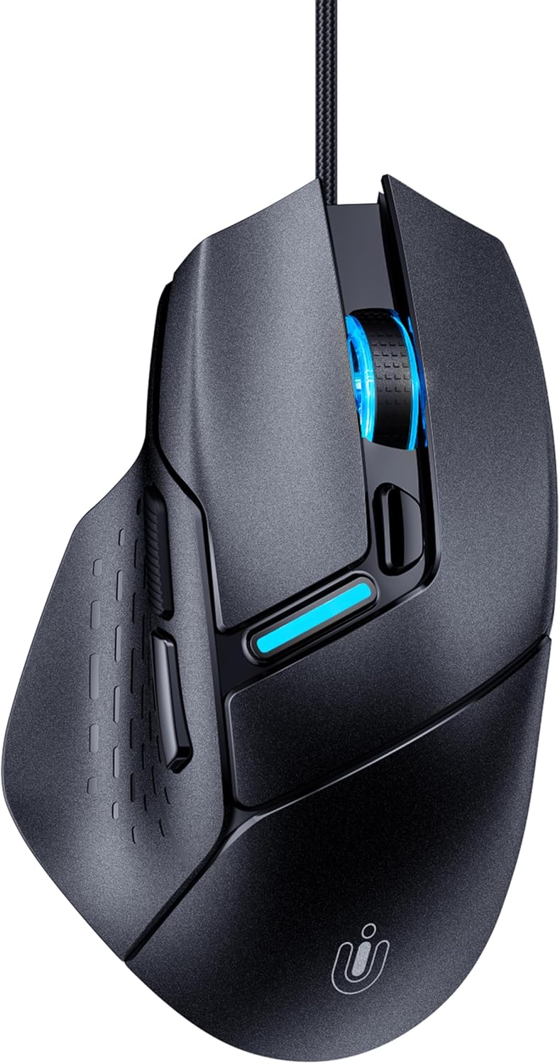 Ergonomic Wired Gaming Mouse, RGB Programmable Mouse with 6 Macro Buttons, 7200 DPI Adjustable, Silent Click USB-A Computer Mouse for PC Gamer, Windows, Mac, Laptop