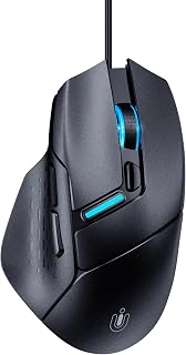 Ergonomic Wired Gaming Mouse, RGB Programmable Mouse with 6 Macro Buttons, 7200 DPI Adjustable, Silent Click USB-A Computer Mouse for PC Gamer, Windows, Mac, Laptop