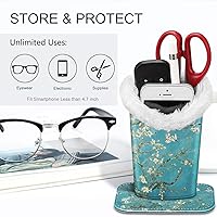 Vista 208 de Fintie Soporte para anteojos forrado de felpa con base magnética, estuche de cuero vegano prémium para lentes