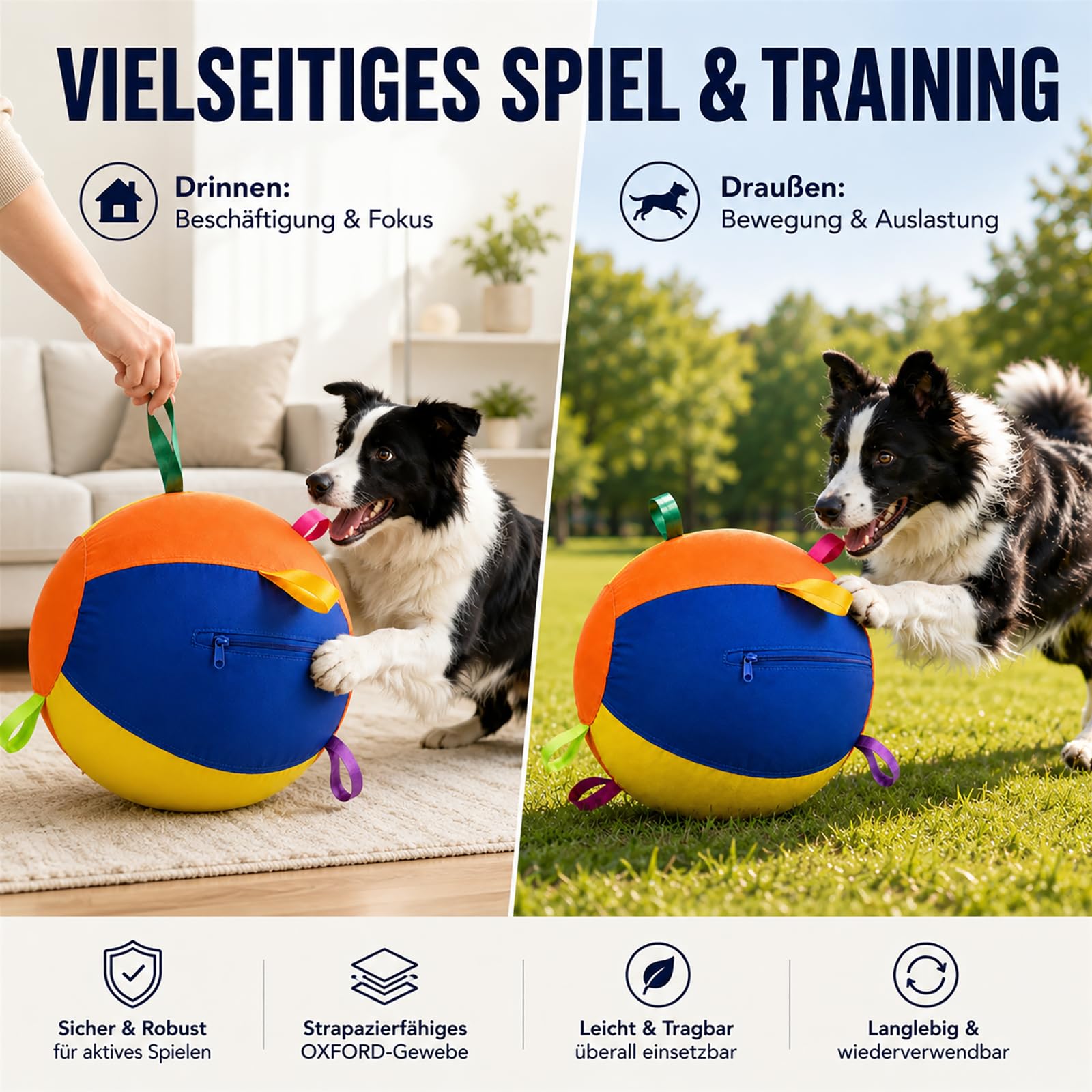 Generisch Herding Ball für Hunde und Herding Ball Hund für Übungen, Hundeball Groß Sowie Bälle für Hunde für Draußen, Robuster Hüteball für Viel Bewegung im Garten Hinter Dem Haus (E, 55c'm)