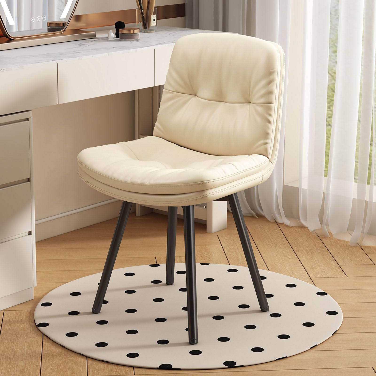 Tabouret de courtoisie rembourré et fauteuil de bureau ergonomique avec pieds métal