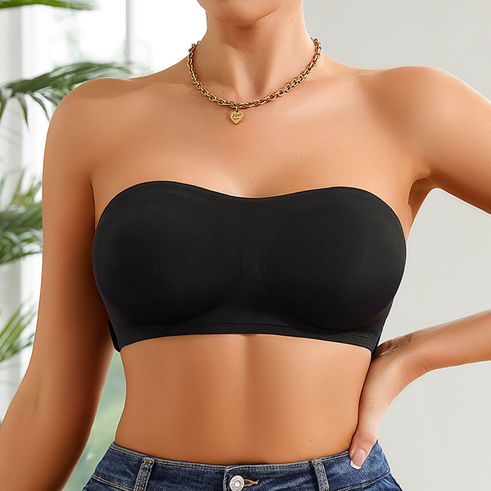 Soutien Gorge Bandeau sans Armature Bretelles Grande Taille Femme Bra Top Soutien-Gorge À Larges Armatures Push-Up Bretelle Soutiens-Gorge Soutif Dos Nu Dos-Nu Push Up